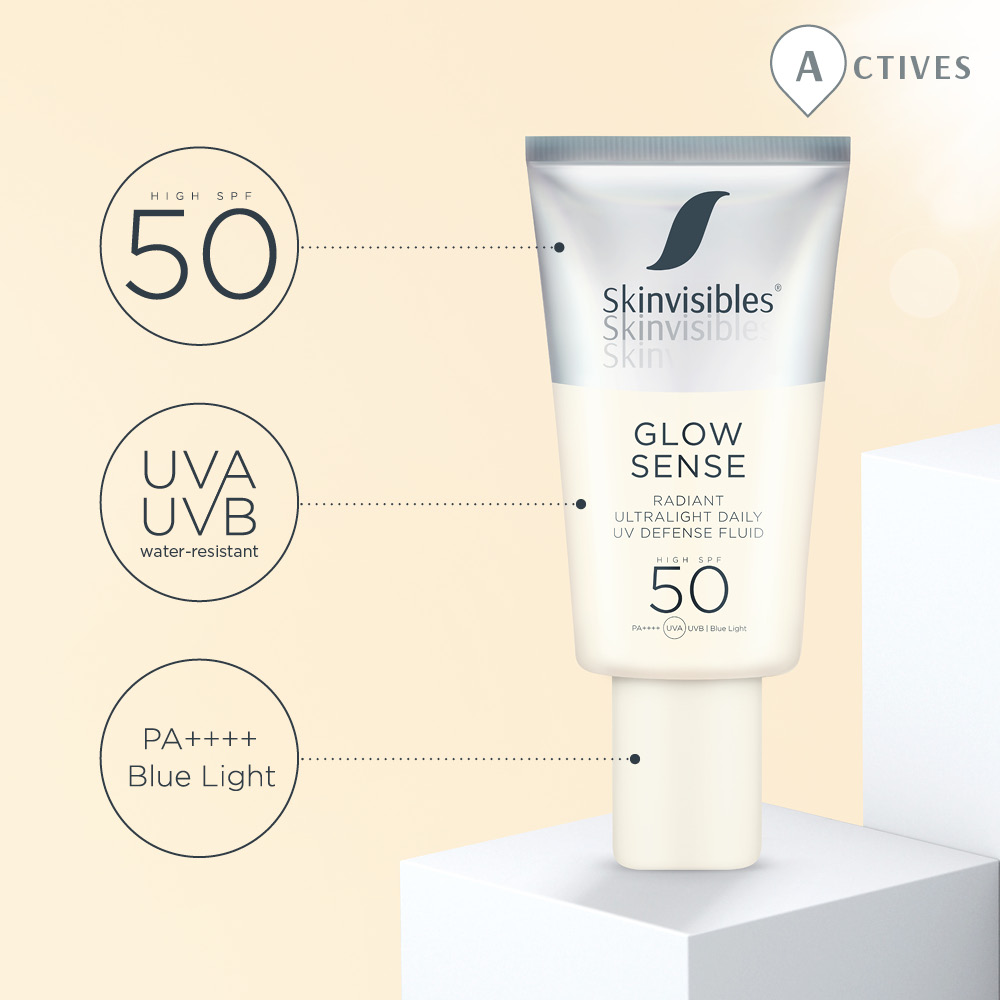 GLOW SENSE SPF50  50ml – Fluido Facial Glow con Protección Solar Alta